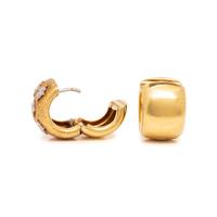 BICOLOR GOLD AND DIAMOND HOOP EARRINGS