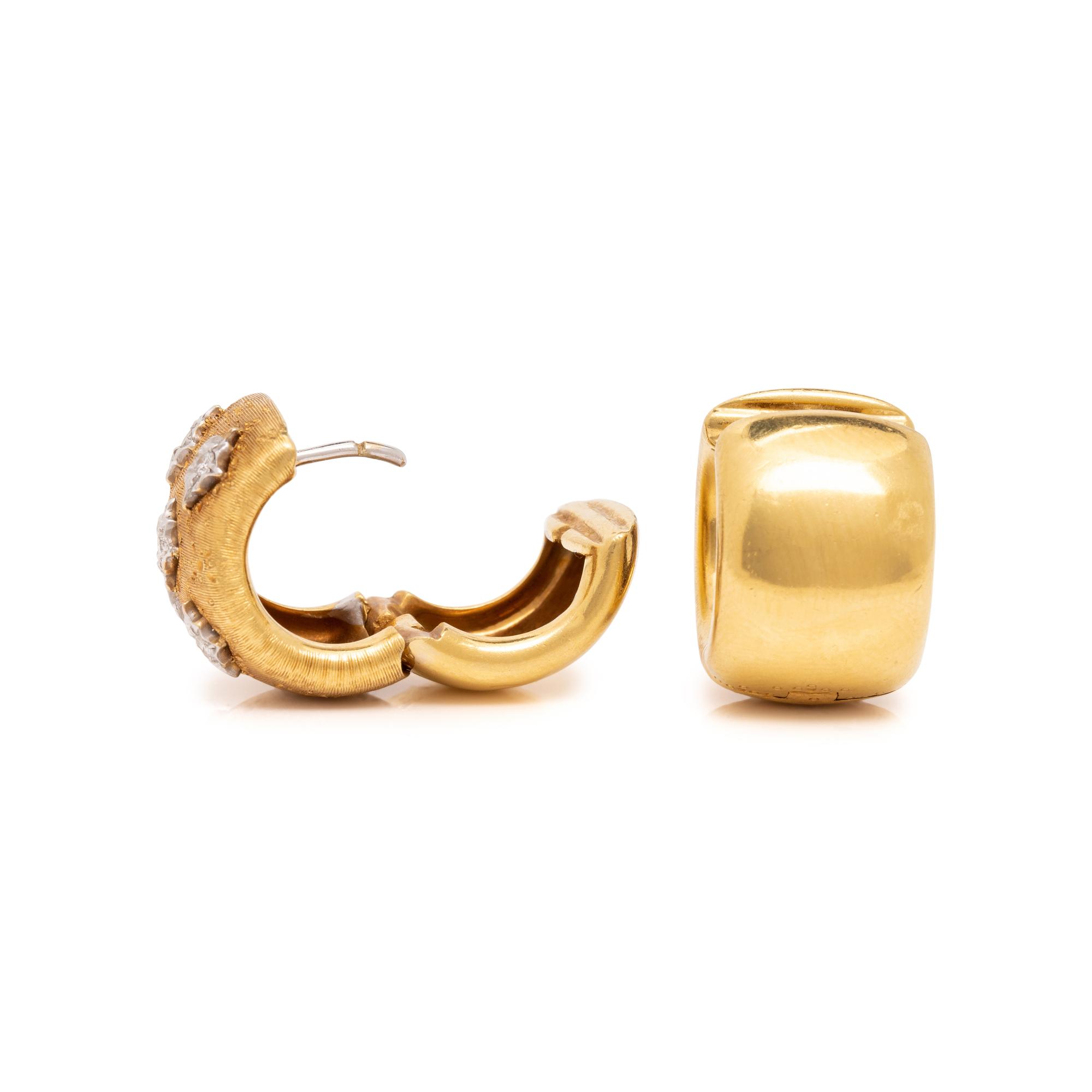 BICOLOR GOLD AND DIAMOND HOOP EARRINGS