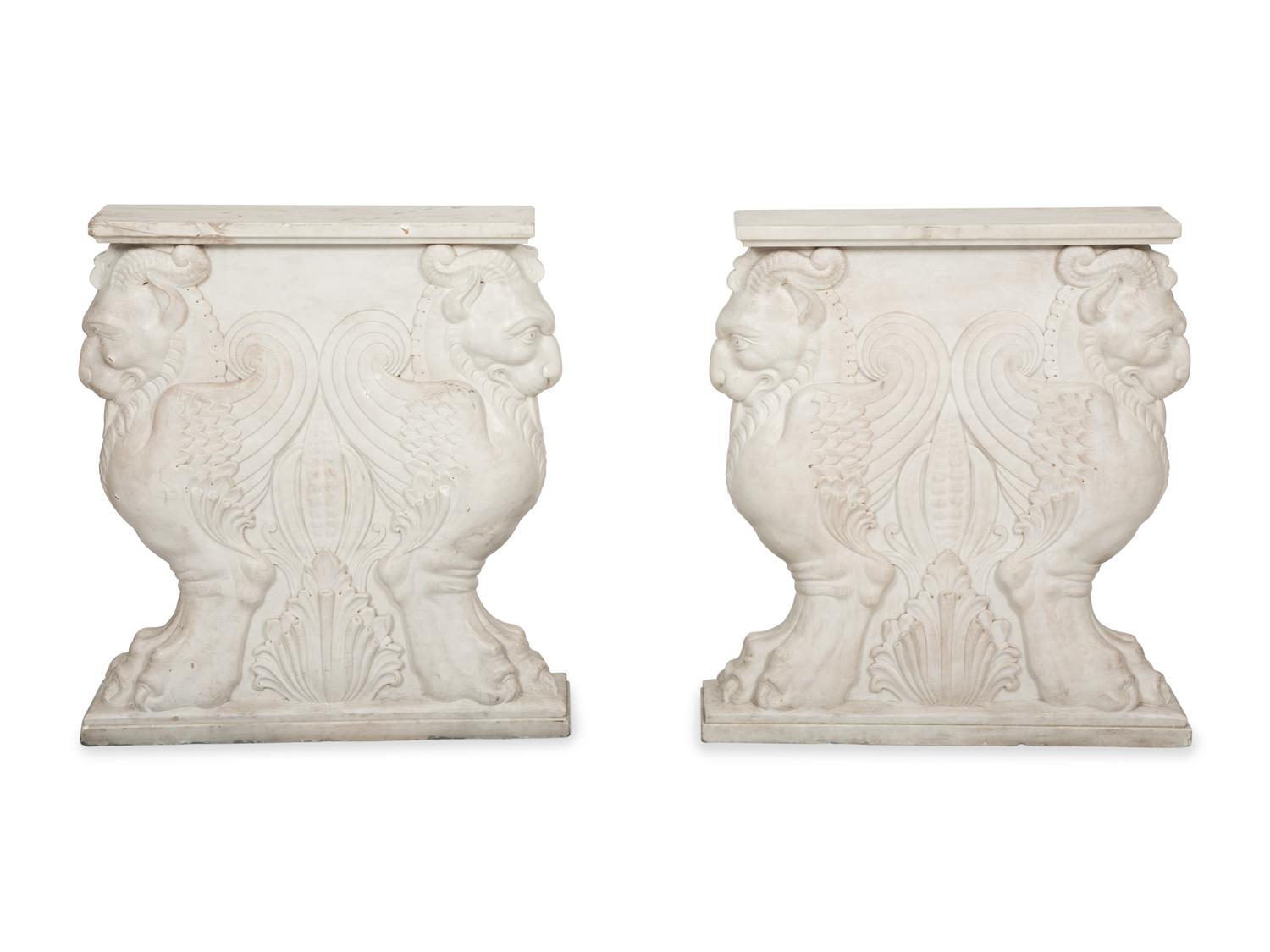 An Italian Specimen Marble and Carved White Marble Table