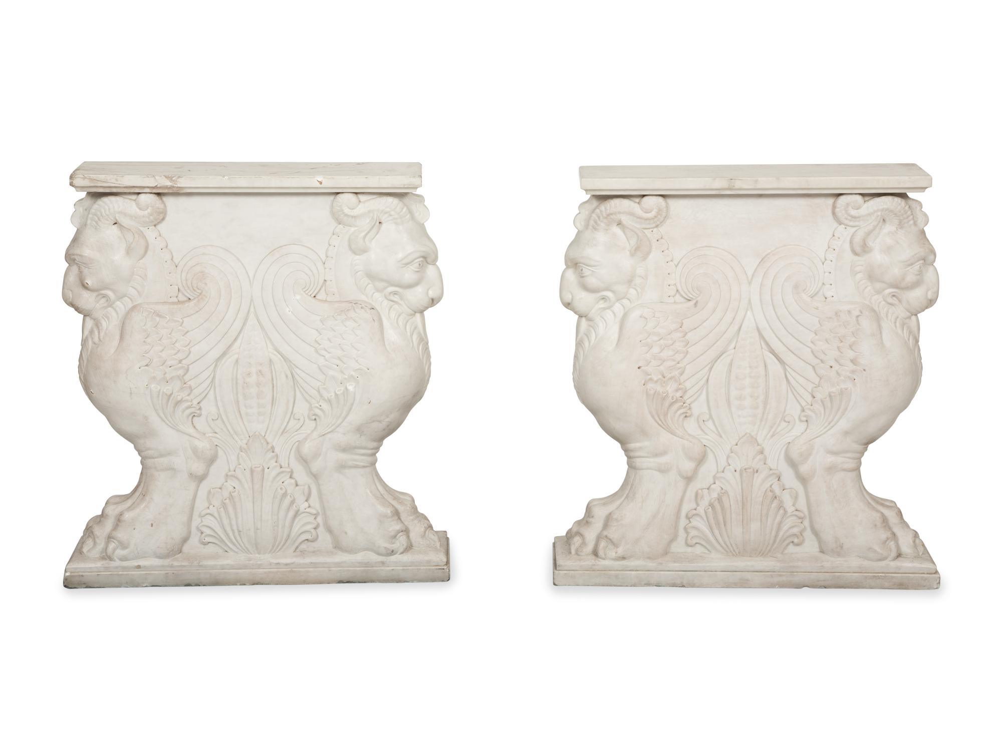 An Italian Specimen Marble and Carved White Marble Table