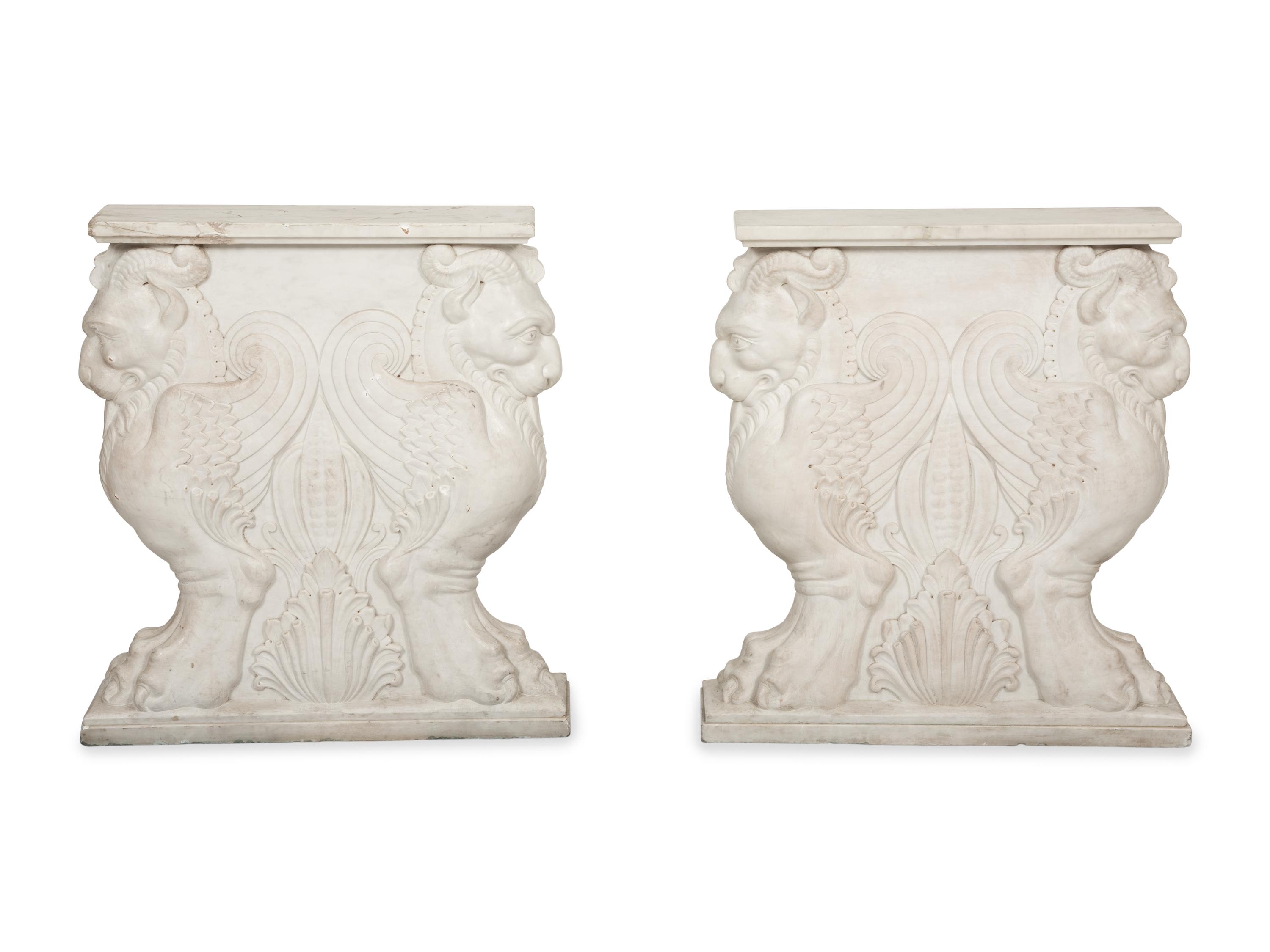 An Italian Specimen Marble and Carved White Marble Table