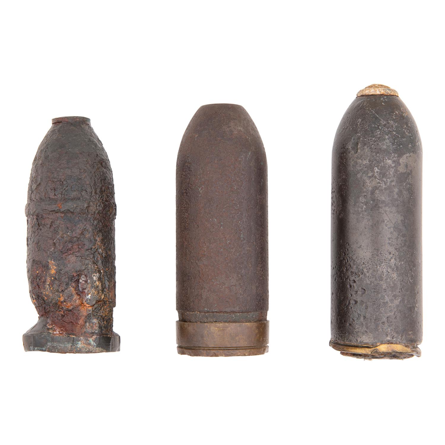Three Excavated Civil War Artillery Shells, Including a CS Read, a Eureka and a Parrott
