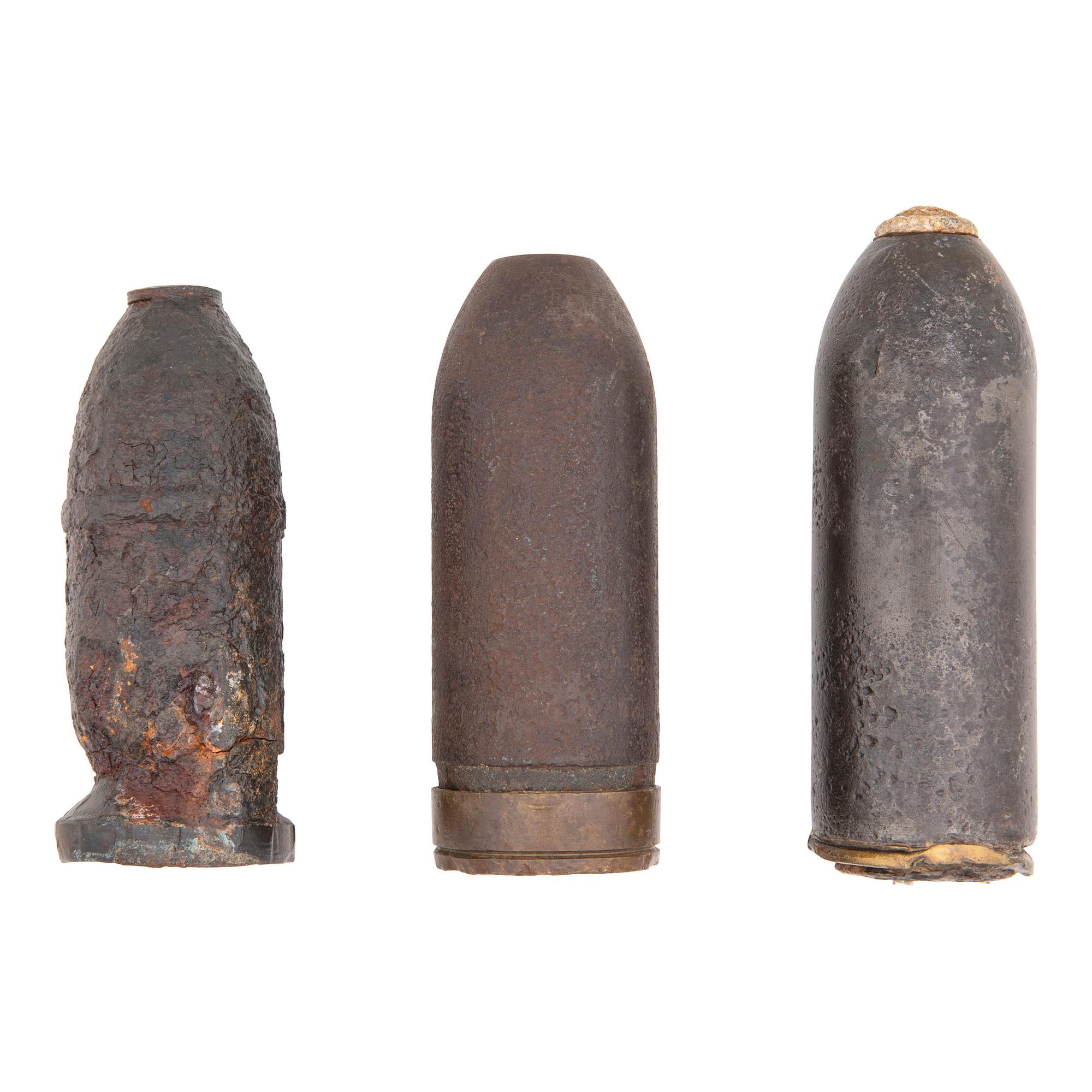 Three Excavated Civil War Artillery Shells, Including a CS Read, a Eureka and a Parrott