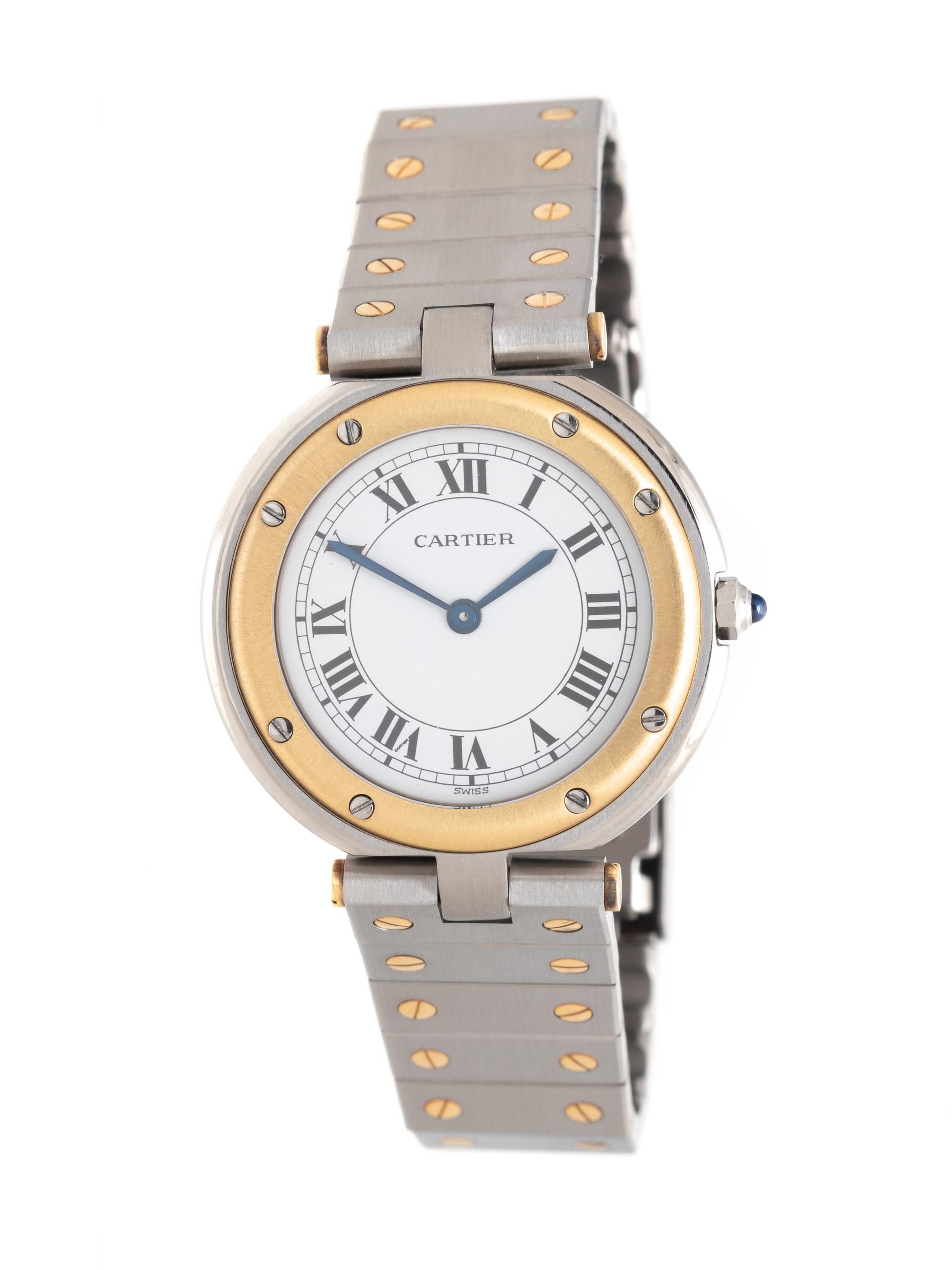 CARTIER, STAINLESS STEEL AND 18K YELLOW GOLD 'SANTOS RONDE' WATCH