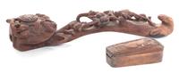 Two Chinese Carved Hardwood Articles Length of longest 16 inches.