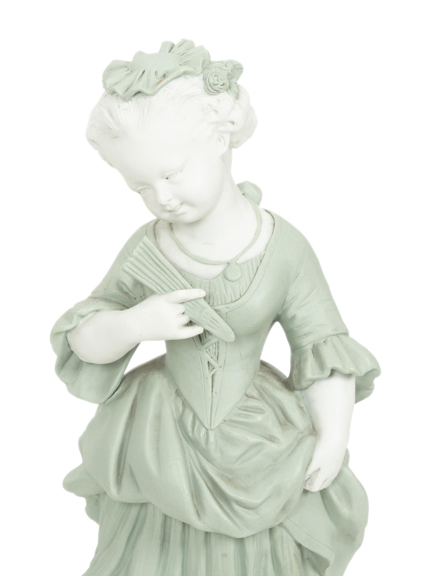 A Group of Five Continental Bisque Porcelain Figures