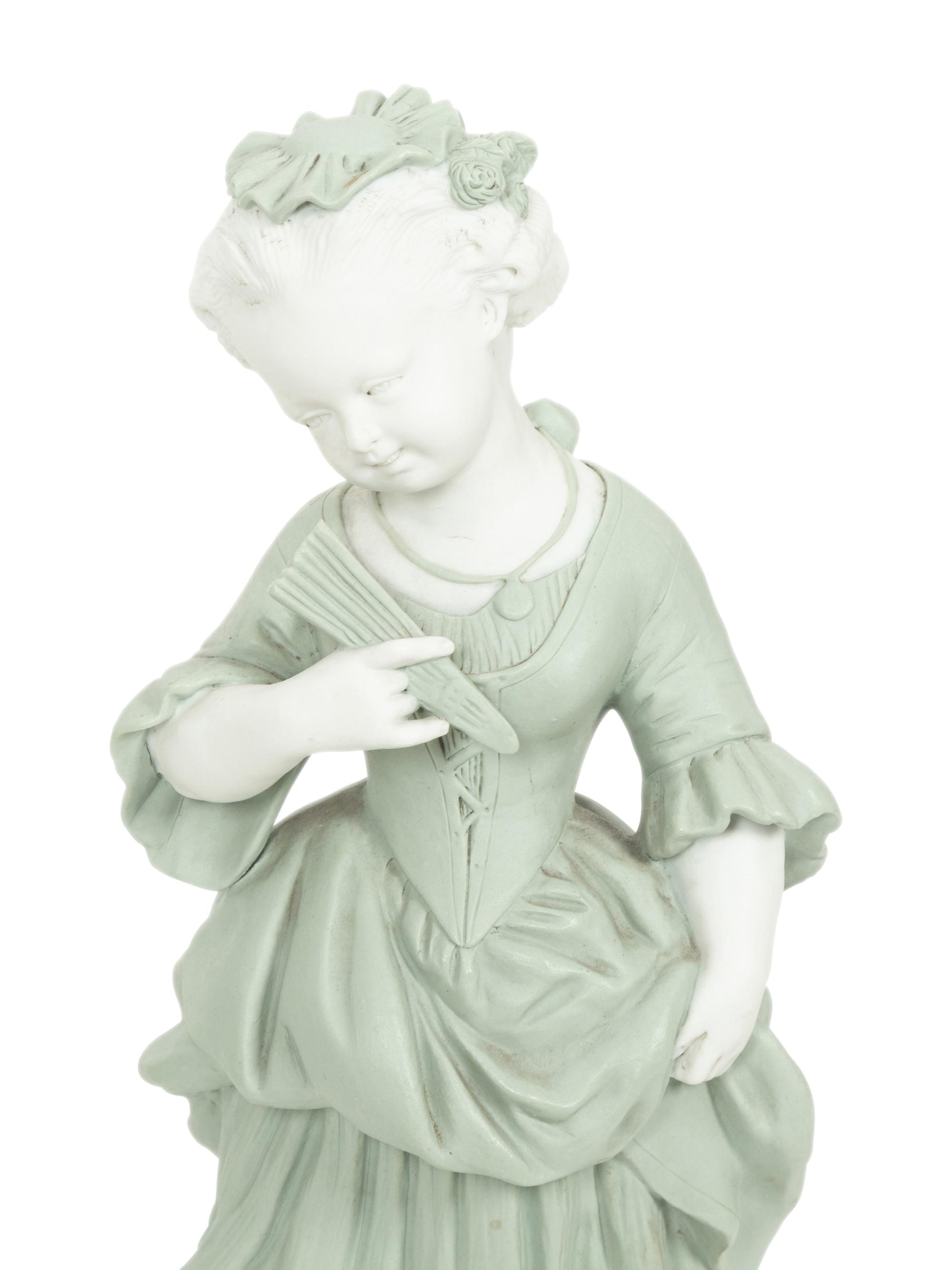 A Group of Five Continental Bisque Porcelain Figures