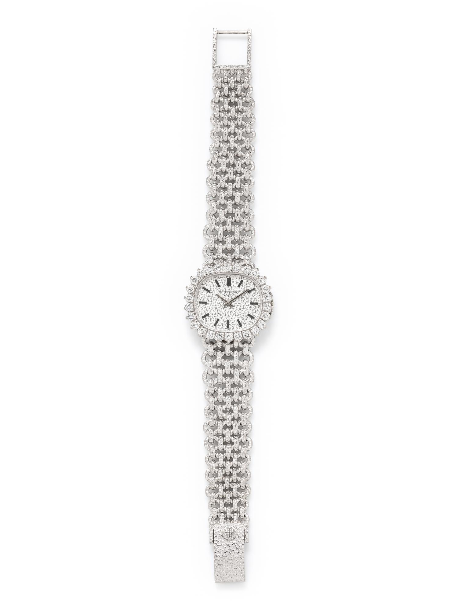 PATEK PHILIPPE, WHITE GOLD AND DIAMOND WATCH
