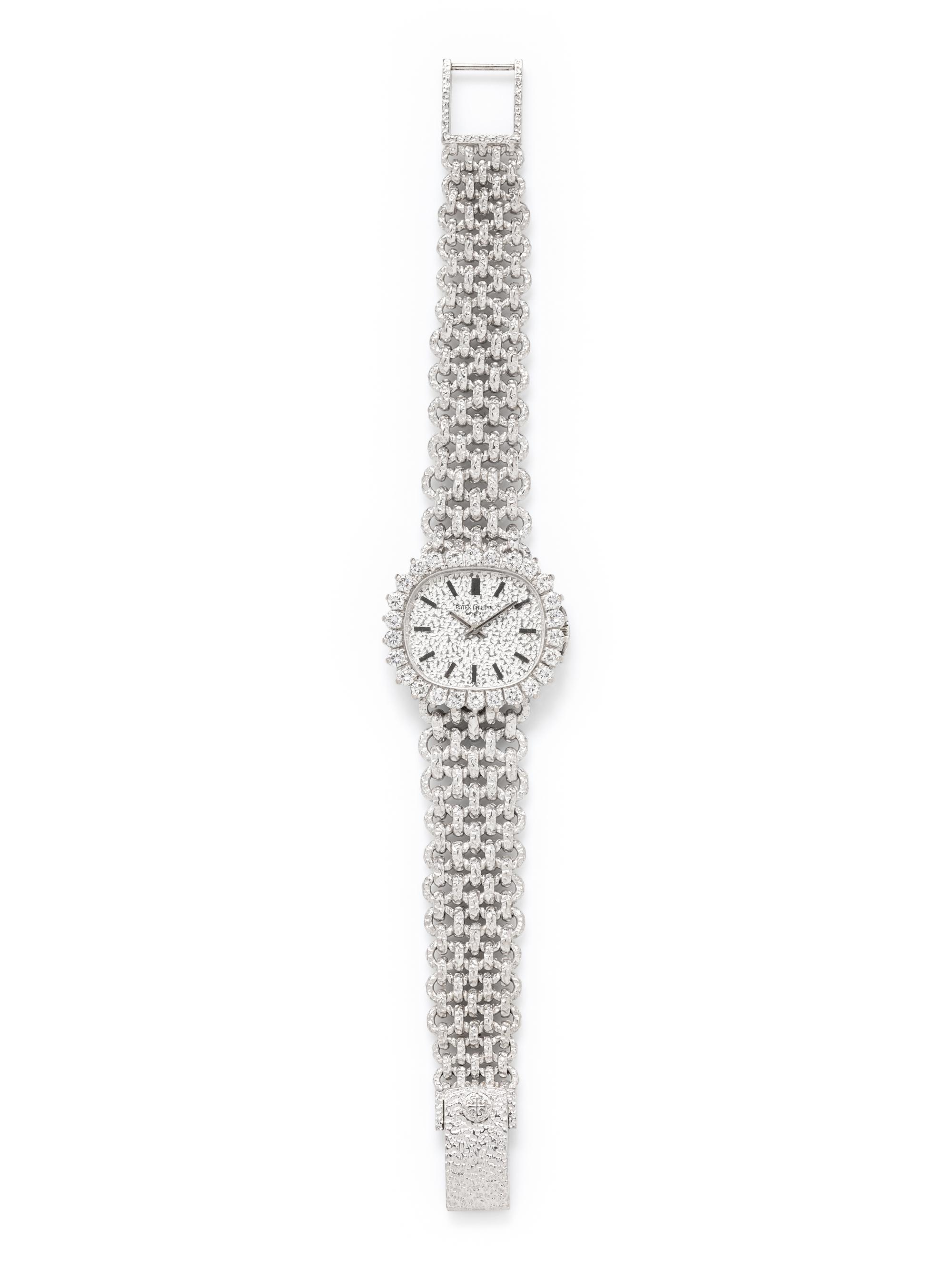 PATEK PHILIPPE, WHITE GOLD AND DIAMOND WATCH