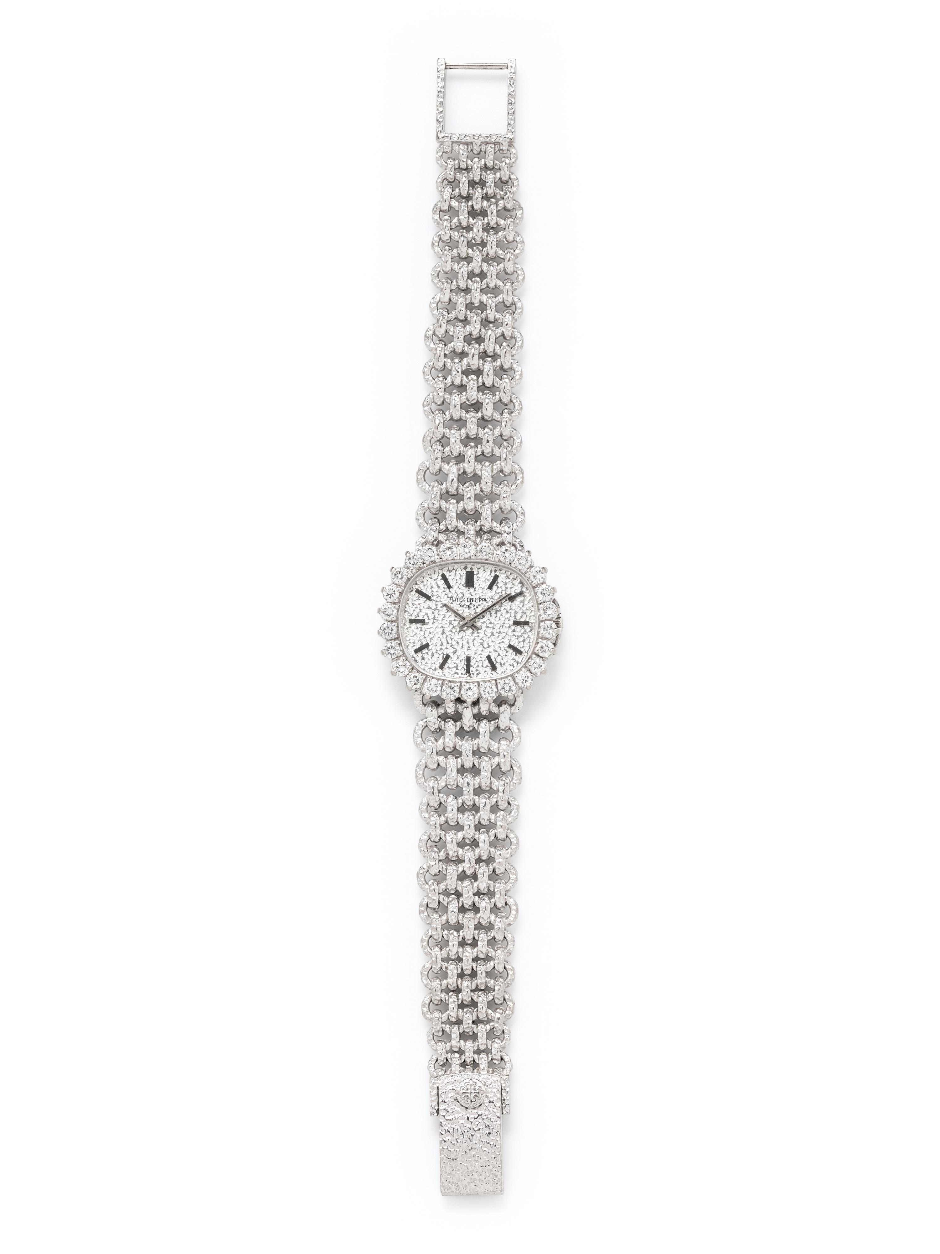 PATEK PHILIPPE, WHITE GOLD AND DIAMOND WATCH