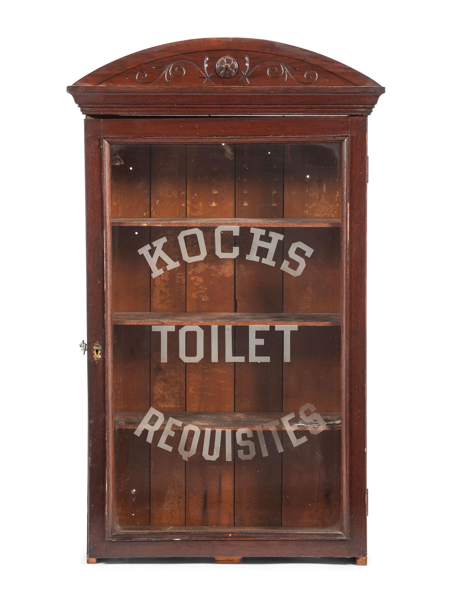 An Oak Barbershop Advertising Display Case
