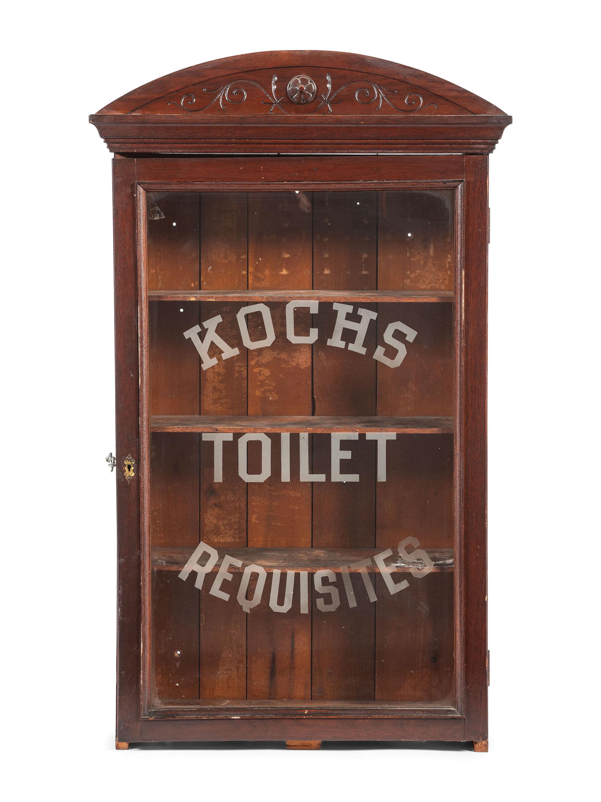 An Oak Barbershop Advertising Display Case