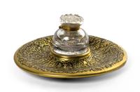 A Napoleon III Style Boulle Work Standish, Diameter overall 10 7/8 inches.