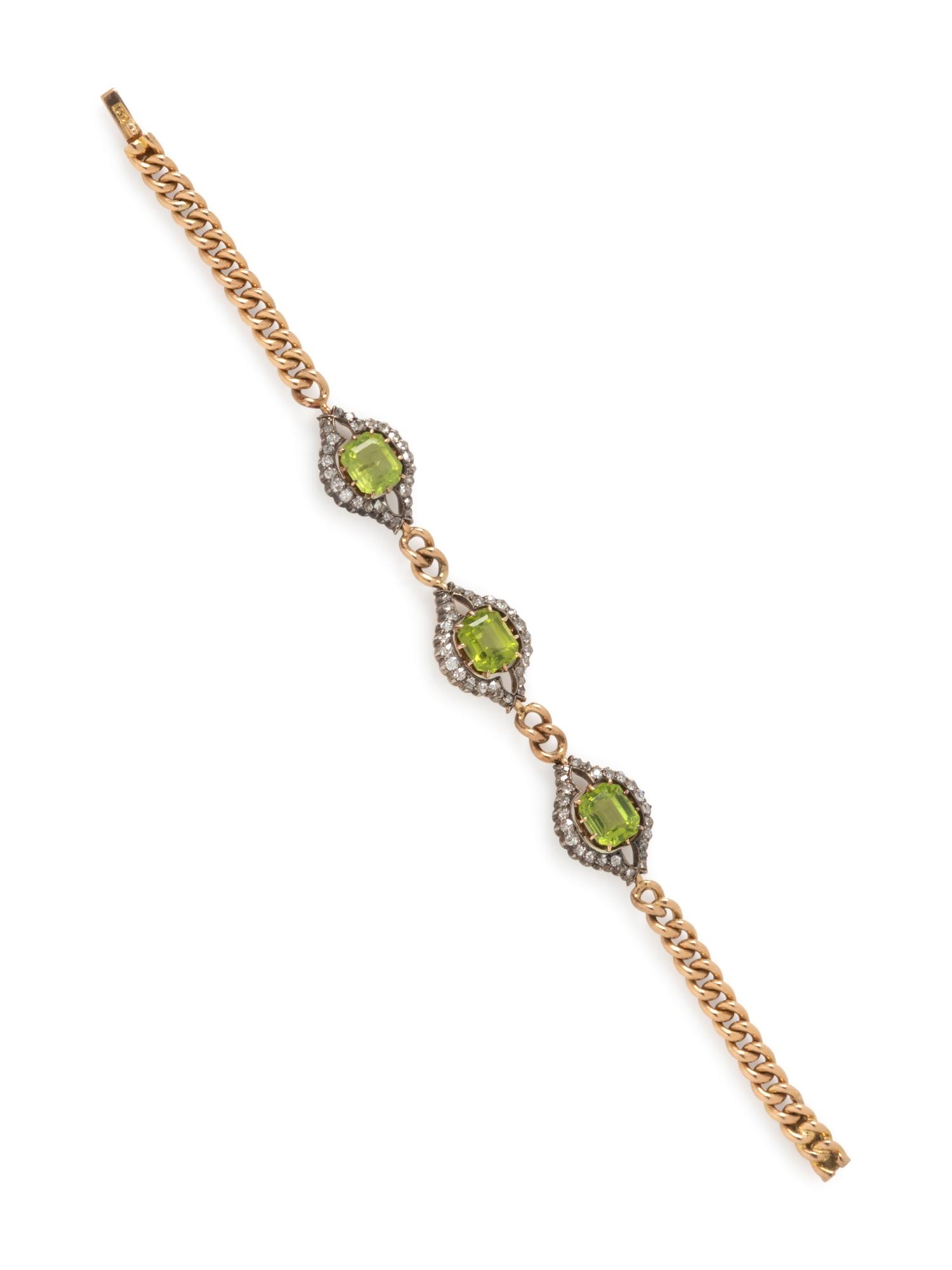 VICTORIAN, PERIDOT AND DIAMOND BRACELET