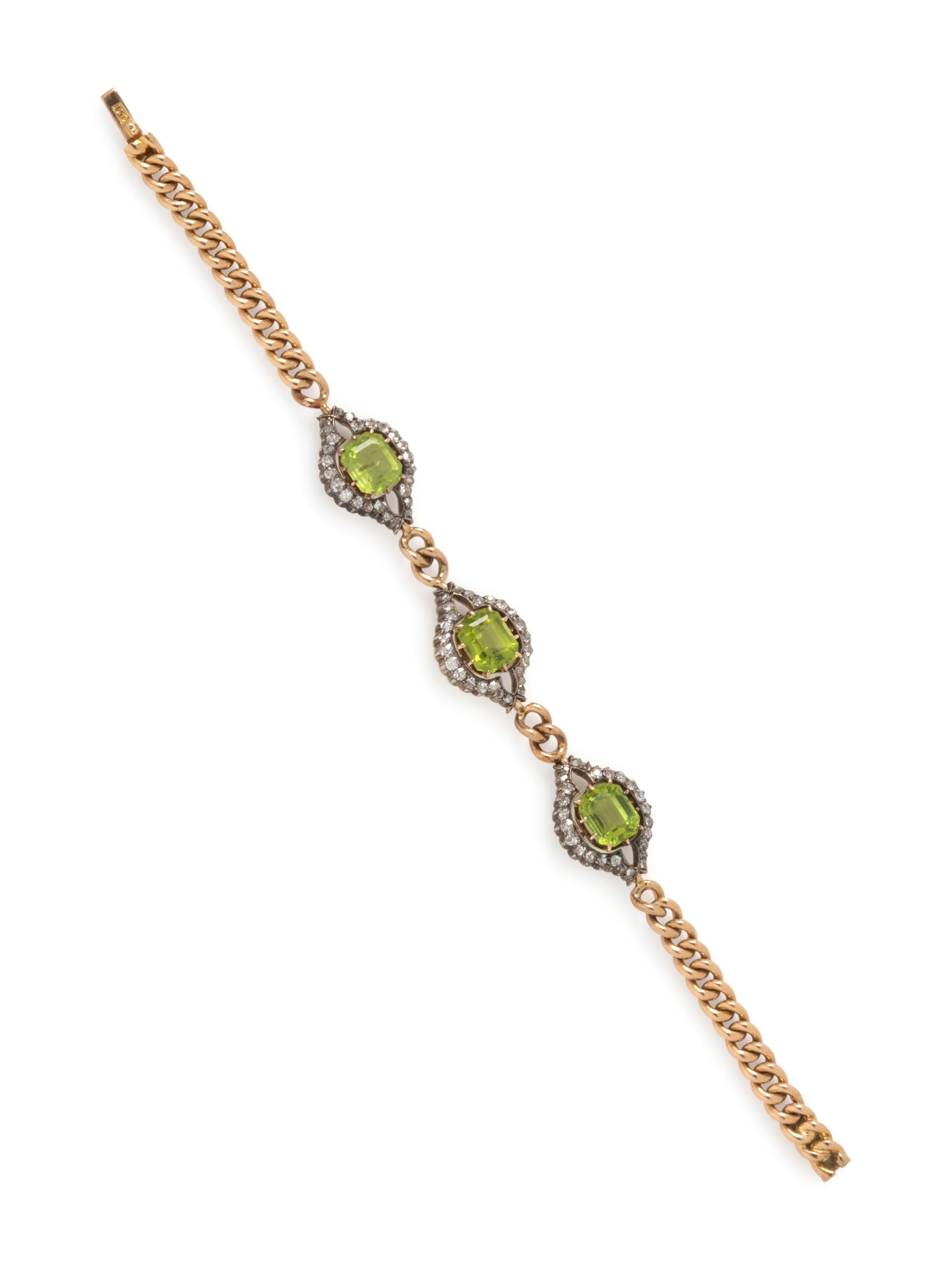 VICTORIAN, PERIDOT AND DIAMOND BRACELET