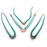 Southwestern-Style Graduated Rolled Turquoise and Spiny Oyster Necklaces