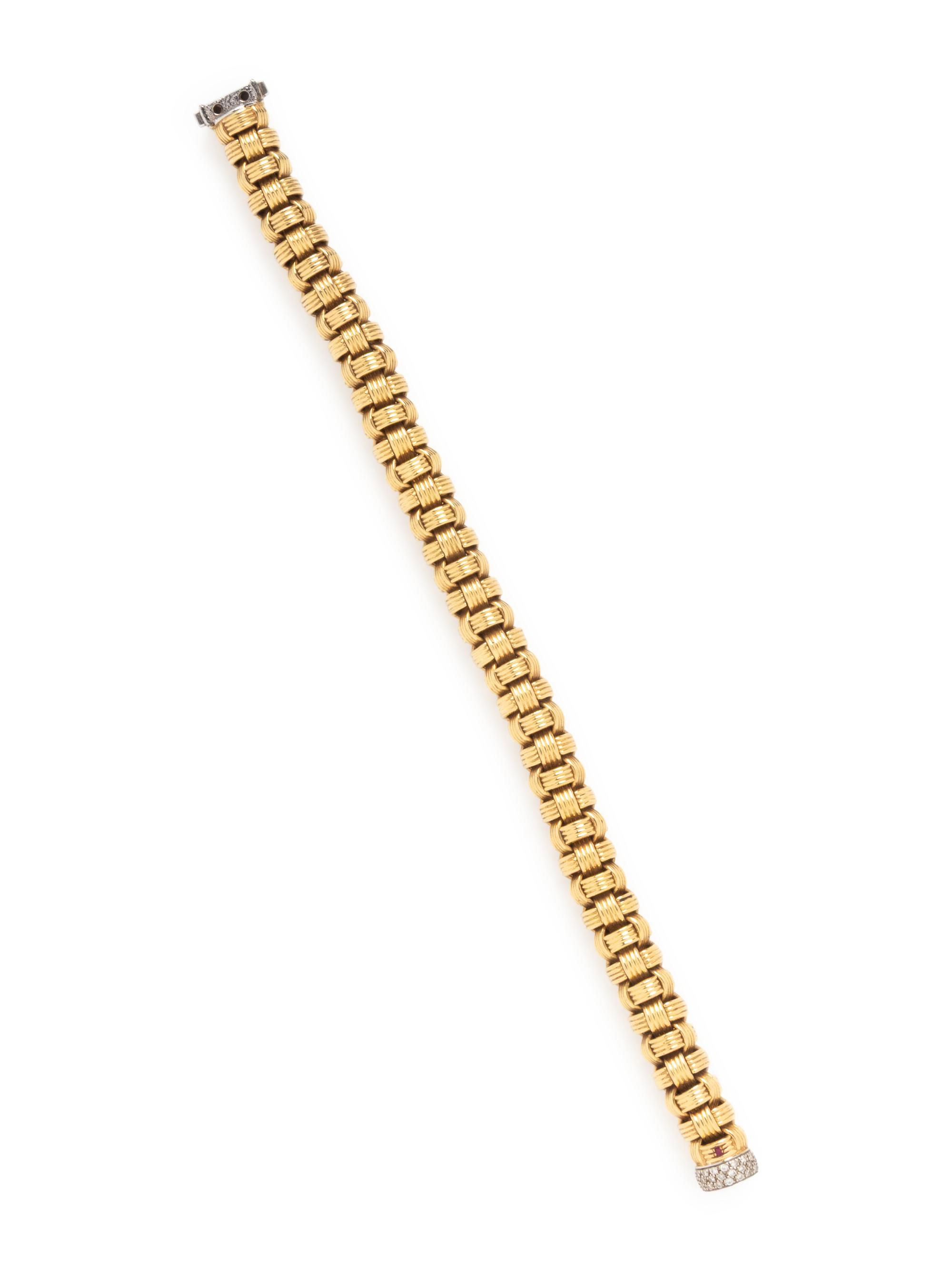 ROBERTO COIN, YELLOW GOLD AND DIAMOND BRACELET