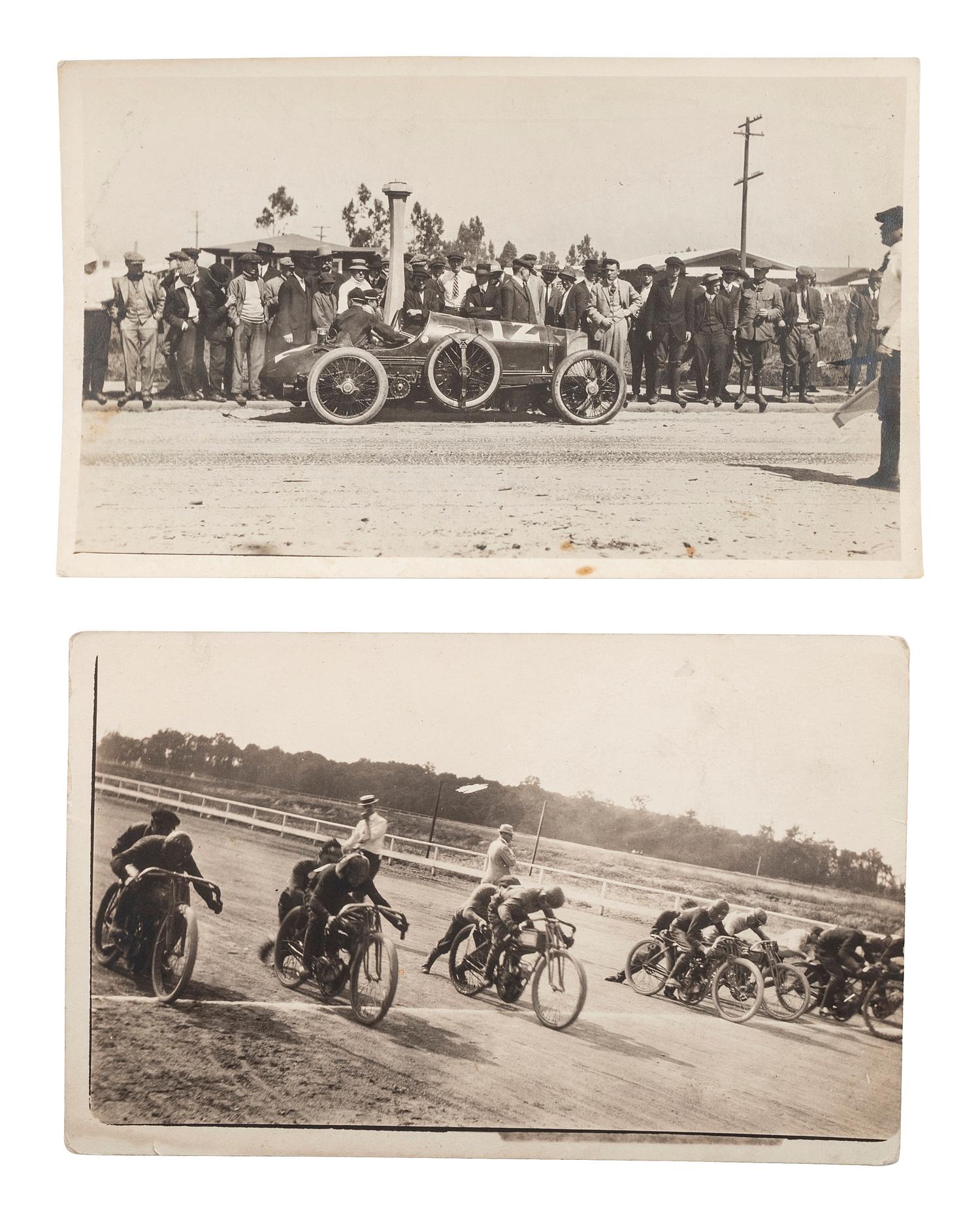 [EPHEMERA]. A group of 52 RPPCs & photographs of automobiles, bicycles, and motorbikes.
