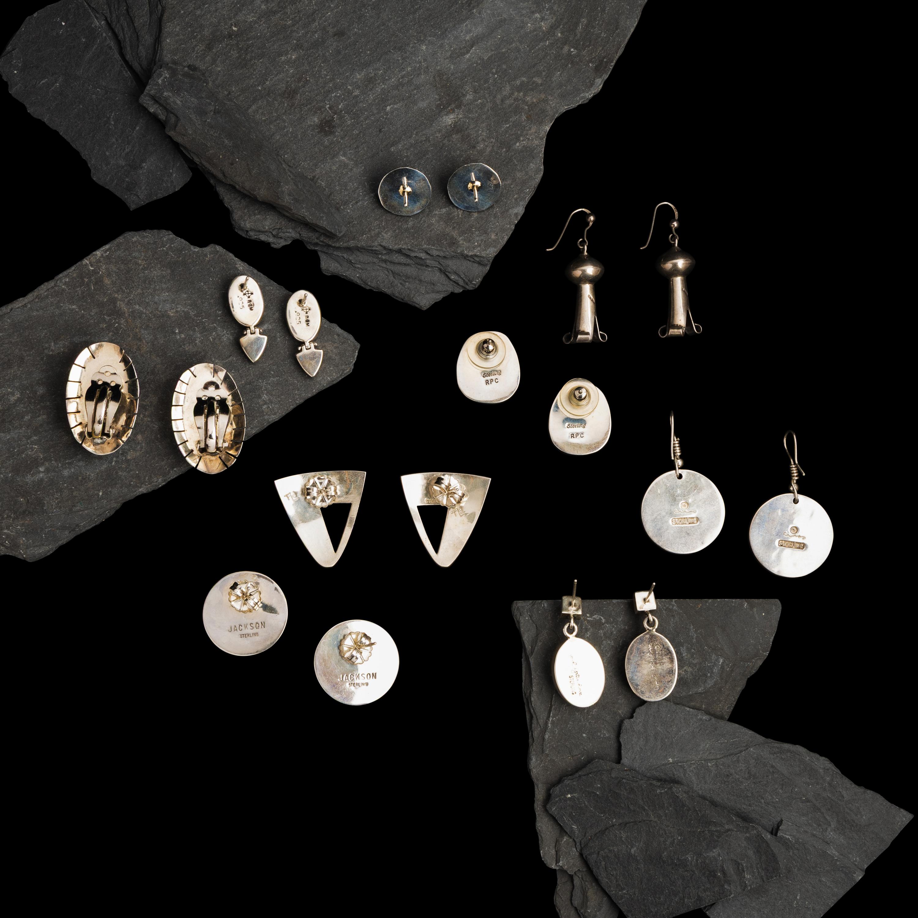 An Assortment Of Navajo, Hopi, Zuni, and Mexican Earrings