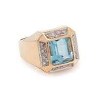 AQUAMARINE AND DIAMOND RING