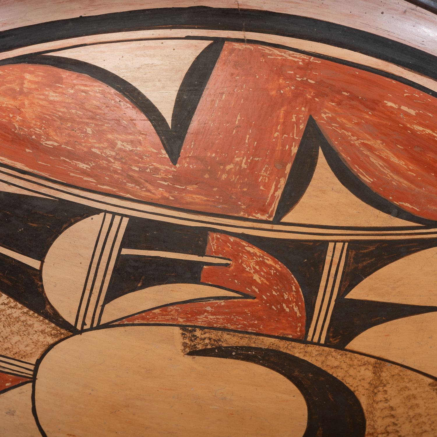 Polychrome Pottery Bowl, with Hopi Villages Sticker