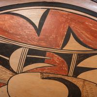 Polychrome Pottery Bowl, with Hopi Villages Sticker