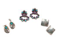Three Pairs of Navajo and Southwestern Earrings