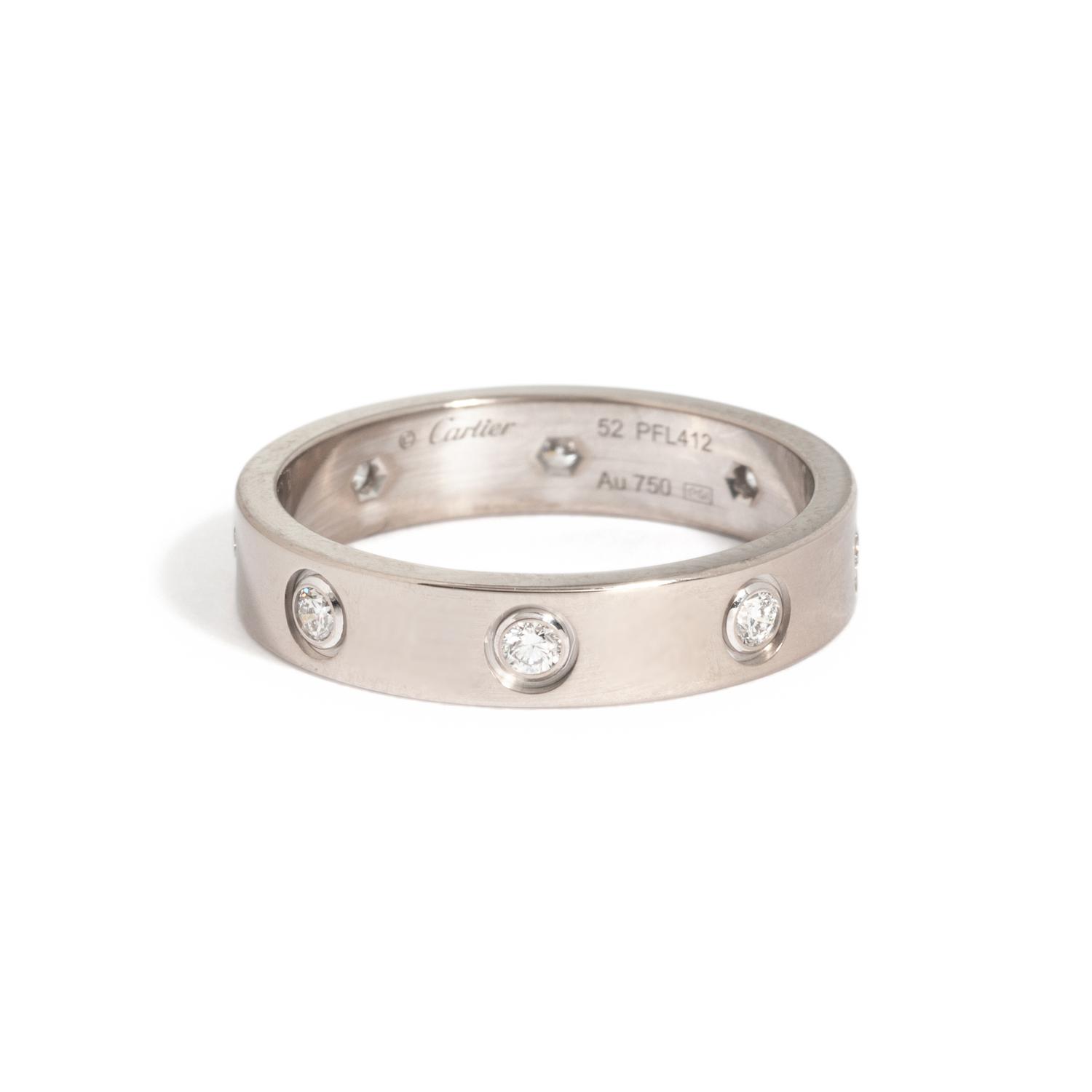 CARTIER, WHITE GOLD AND DIAMOND 'LOVE' RING
