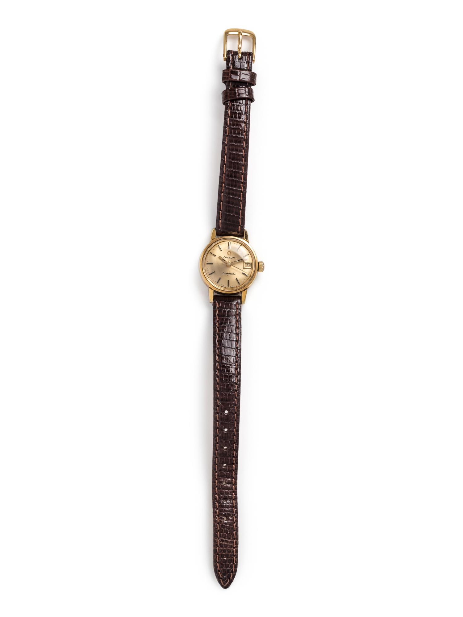 OMEGA, VINTAGE, REF. 566.002, GOLD ELECTROPLATE AND STAINLESS STEEL 'LADYMATIC' WRISTWATCH