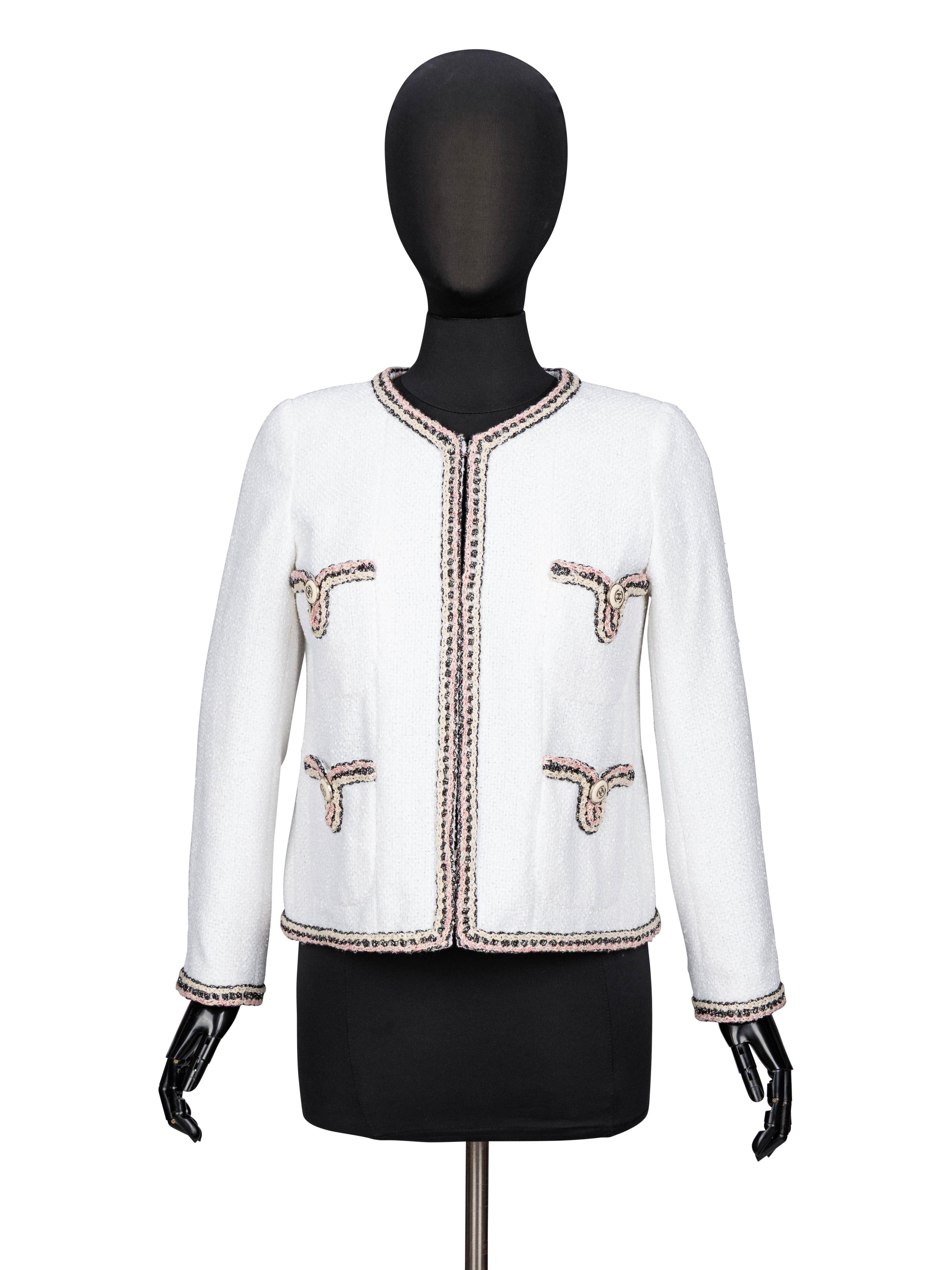 Chanel, White Tweed Cardigan Jacket