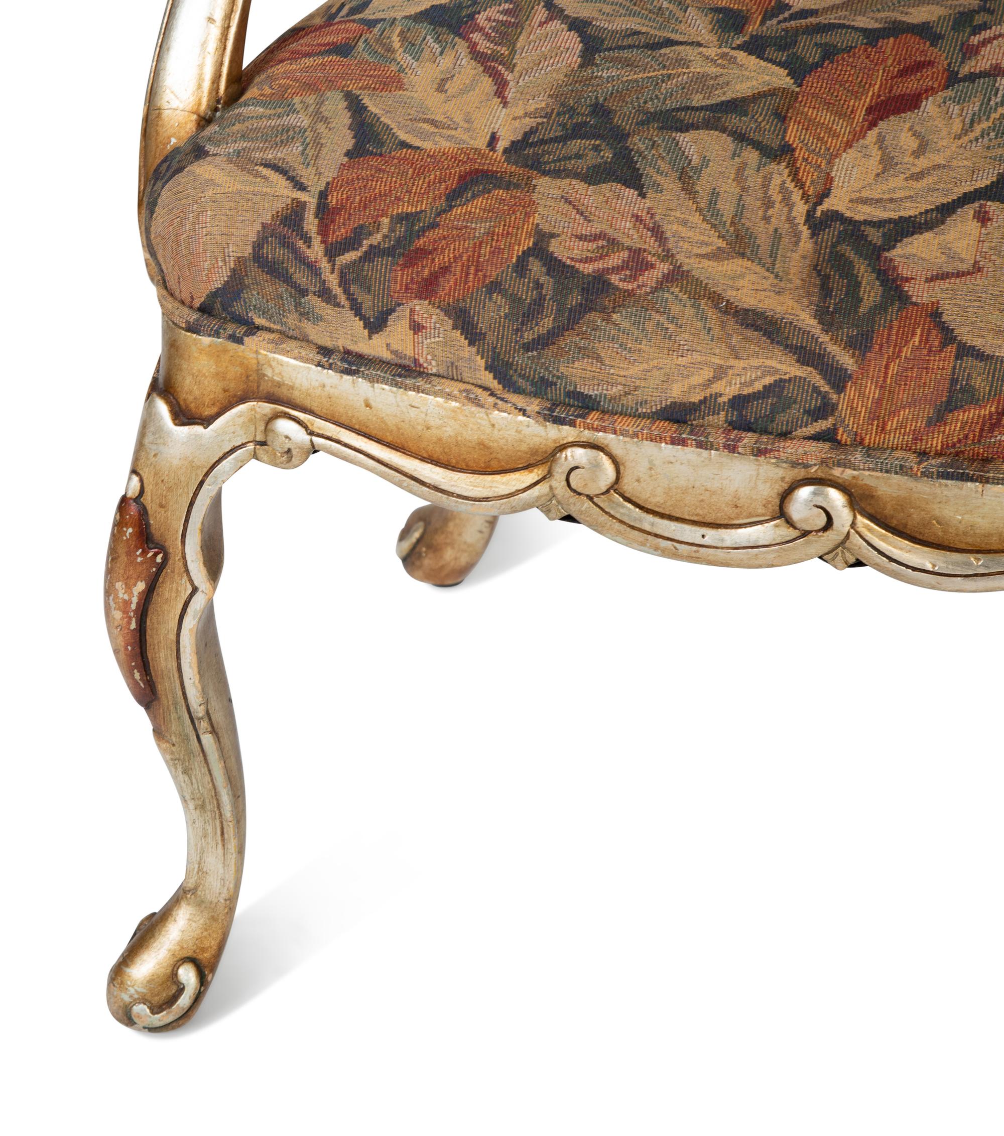A Set of Venetian Style Silver and Gilt Gessoed Dining Chairs — 20TH CENTURY