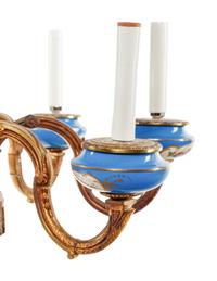 A Sèvres Style Gilt Metal Mounted Porcelain Chandelier