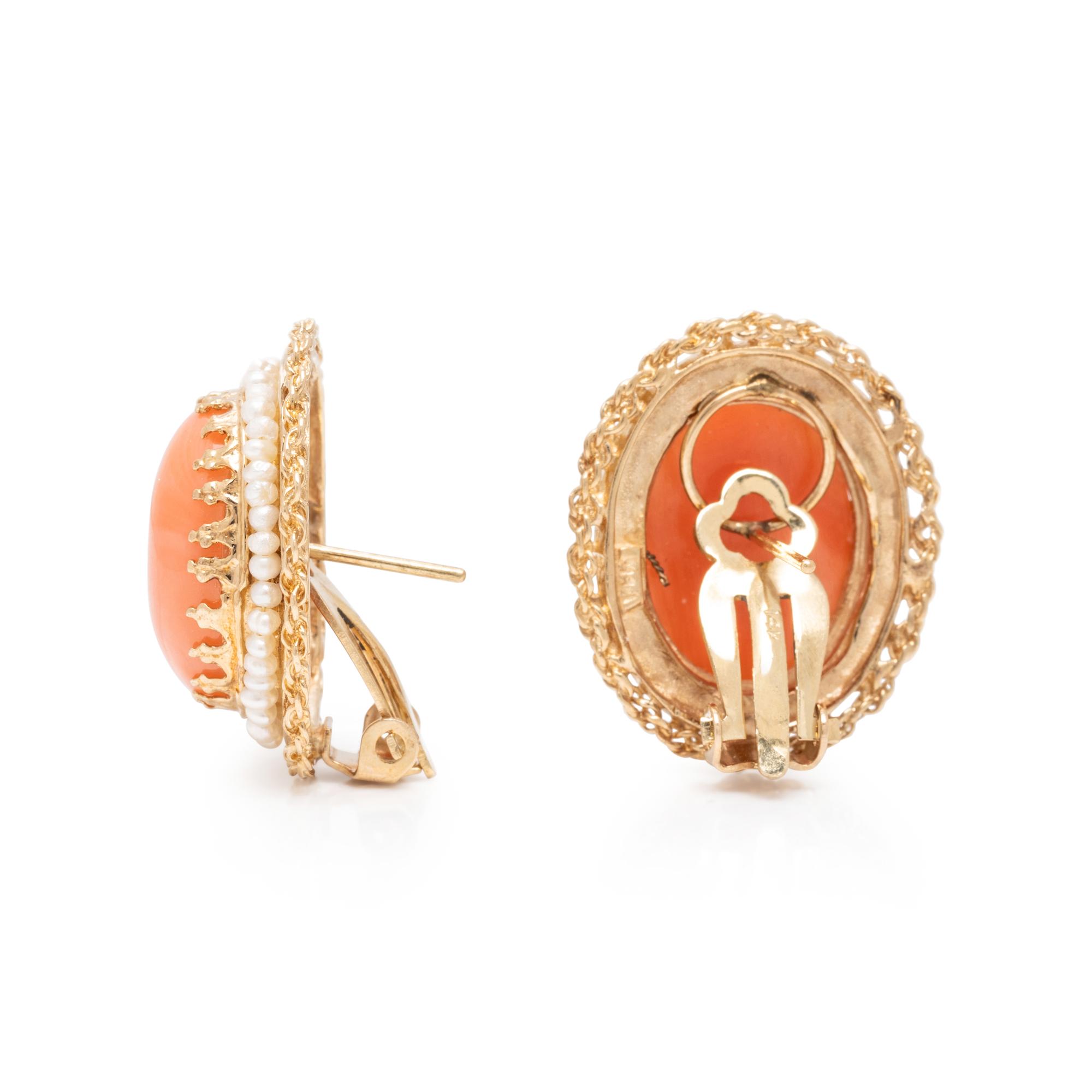 CORAL AND SEED PEARL EARRINGS