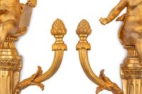 A Pair of French Gilt Bronze Figural Single-Light Sconces