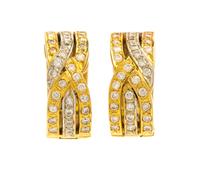 A Pair of 18 Karat Gold and Diamond Hoop Earrings, 8.70 dwts.