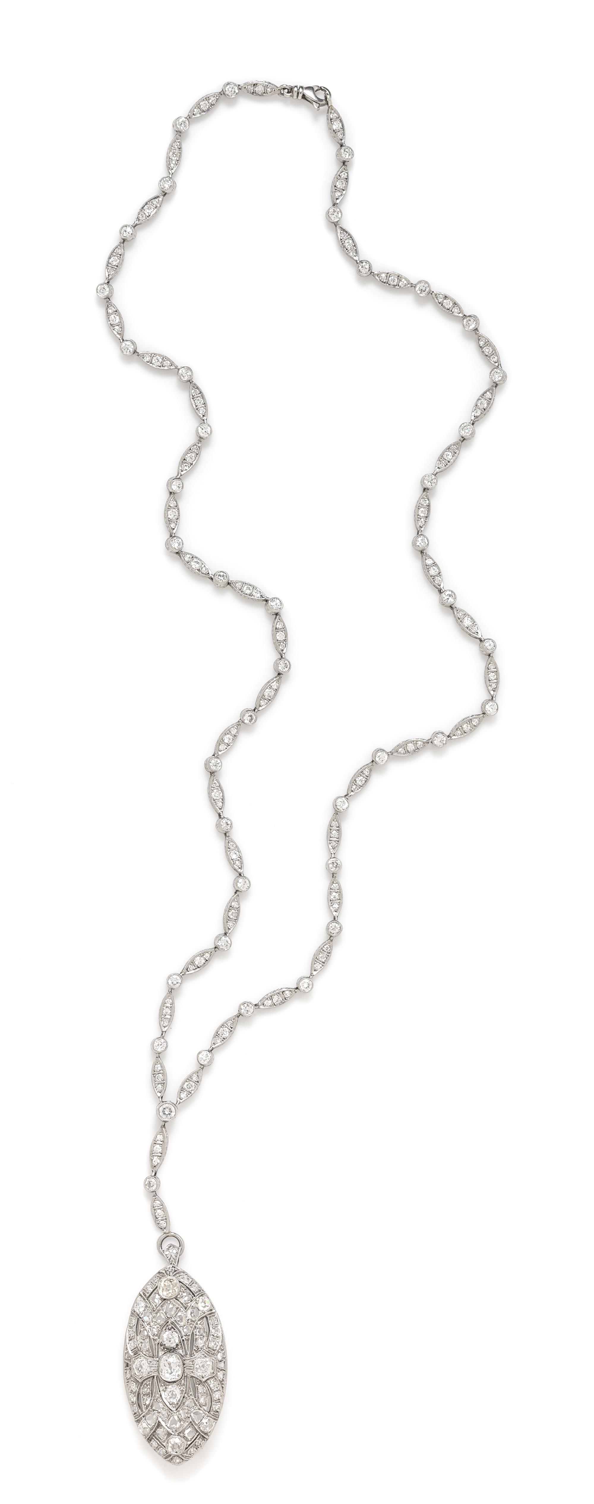 An Antique Platinum and Diamond Sautoir Necklace, 21.90 dwts.