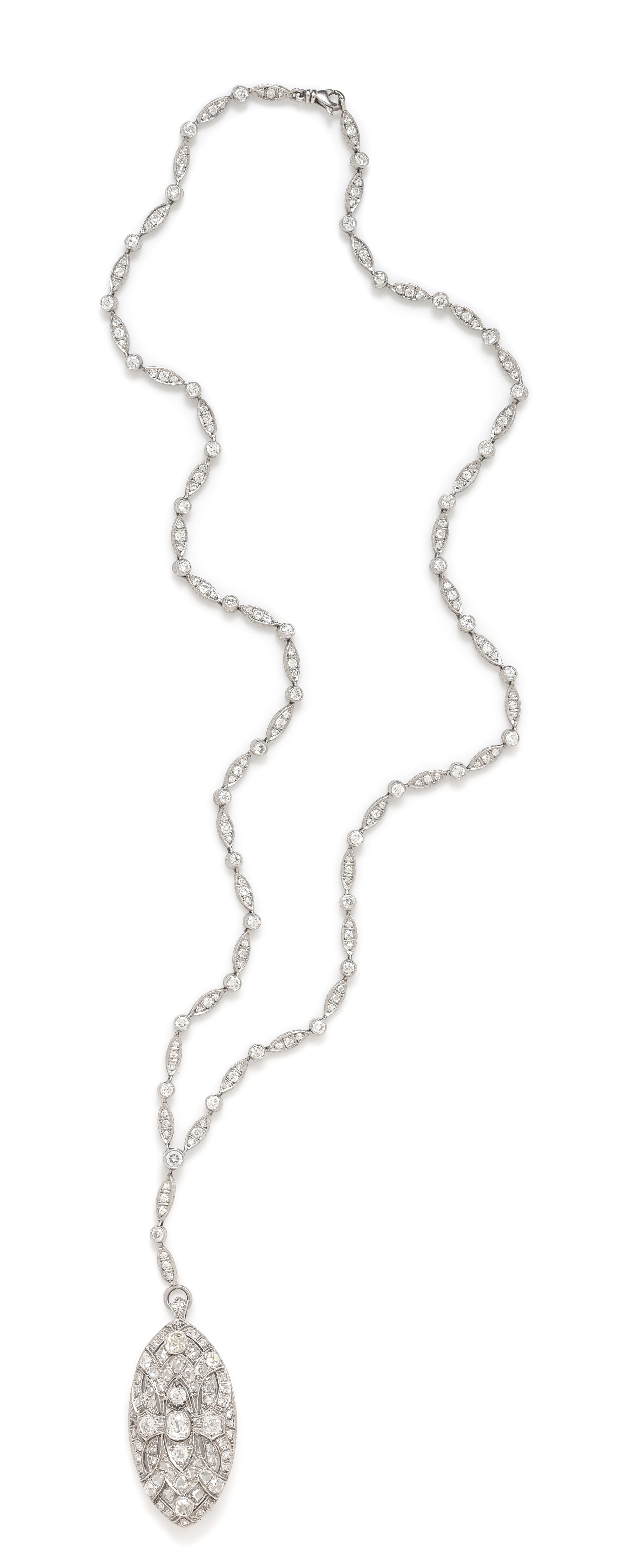 An Antique Platinum and Diamond Sautoir Necklace, 21.90 dwts.