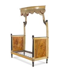 A Directoire Style Painted Bed with Baldachin