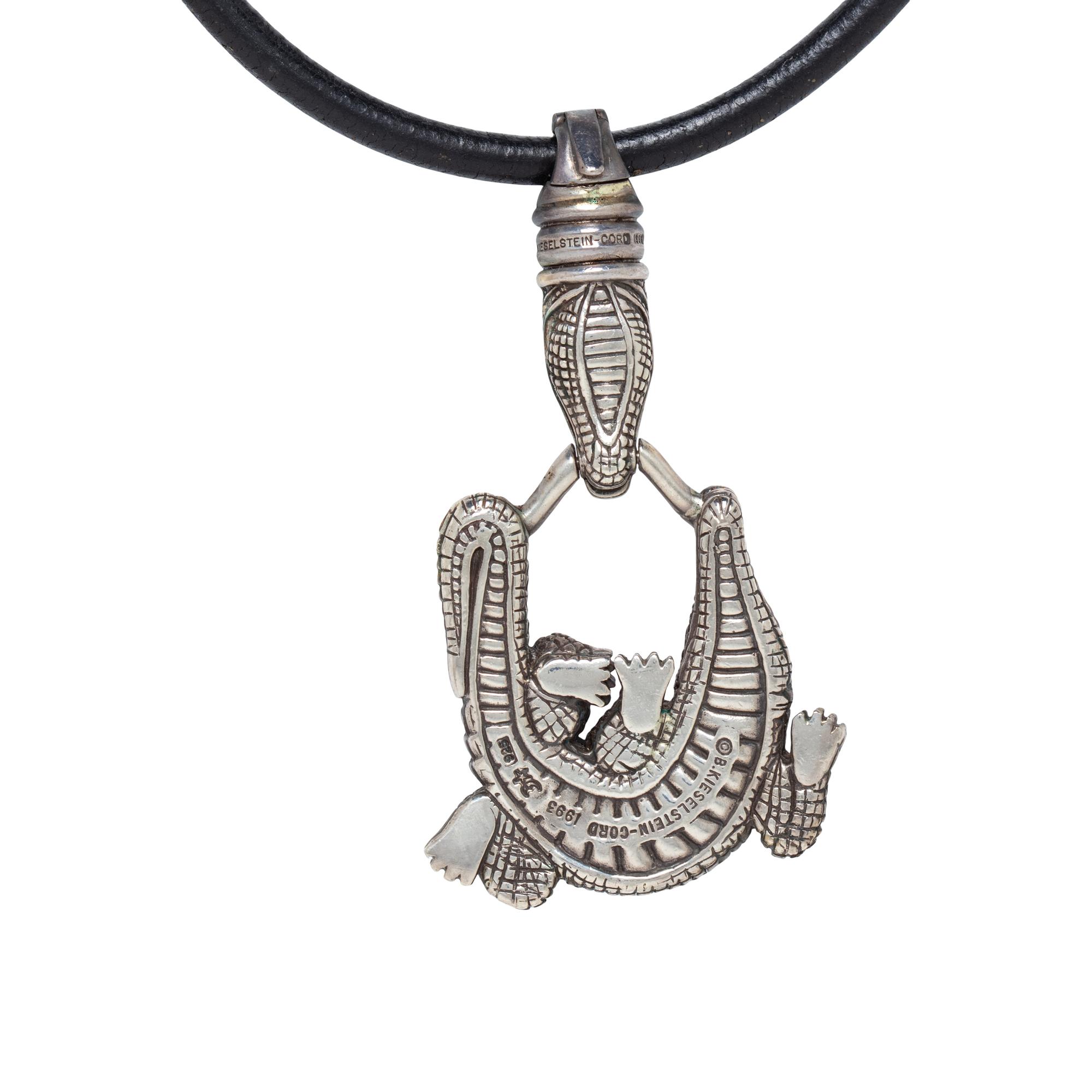Kieselstein-Cord, Sterling Crocodile Pendant Necklace