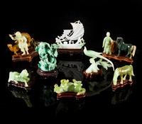 Eight Chinese Carved Stone Figures