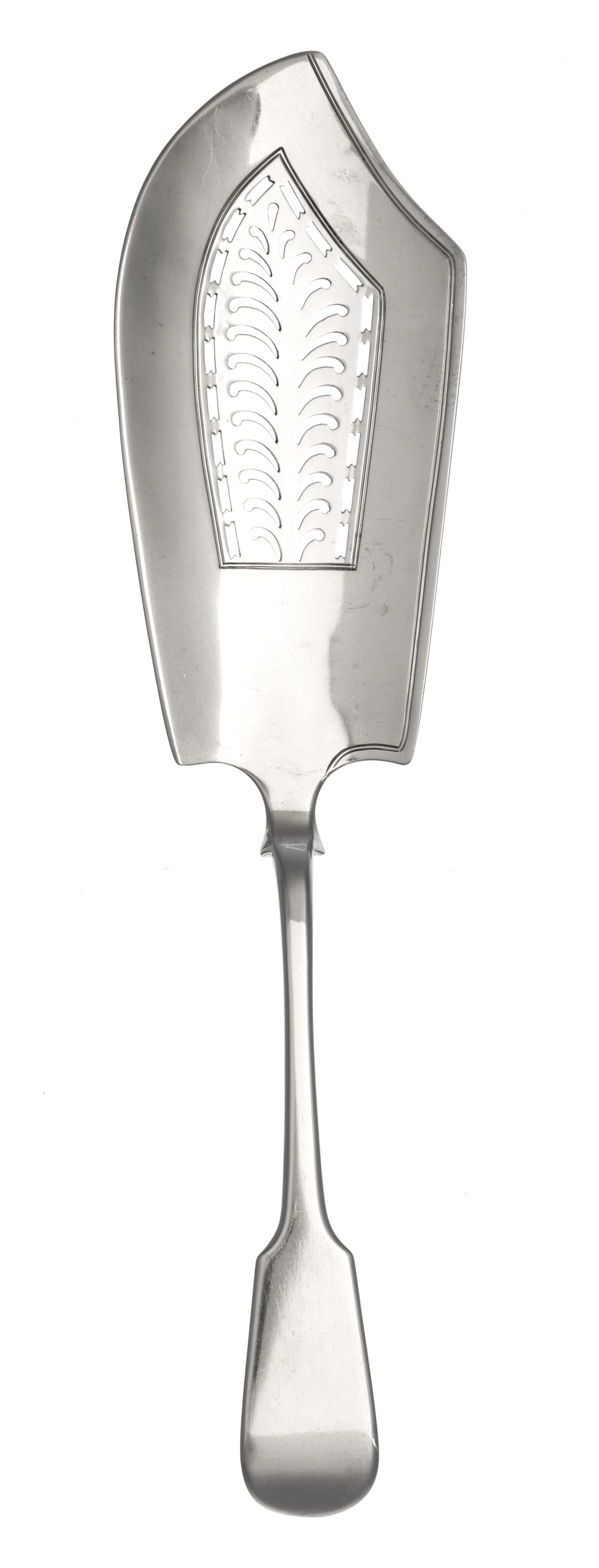 A George IV Silver Fish Server, Hyam Hyams, London, 1823, with fiddle handle and pierced blade.