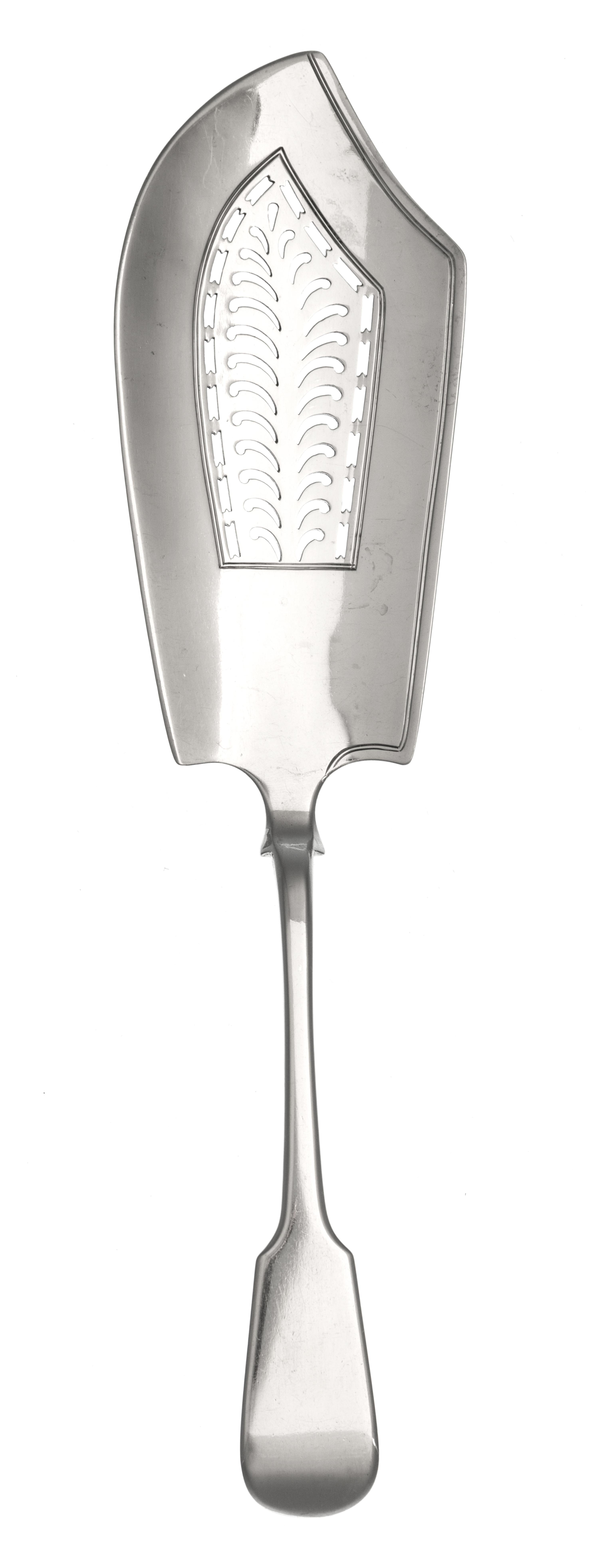 A George IV Silver Fish Server, Hyam Hyams, London, 1823, with fiddle handle and pierced blade.