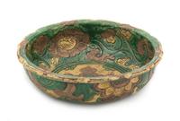A Chinese Sancai Glazed Pottery Basin TANG DYNASTY/LIAO DYNASTY Diameter 9 7/8 inches. — TANG DYNASTY/LIAO DYNASTY