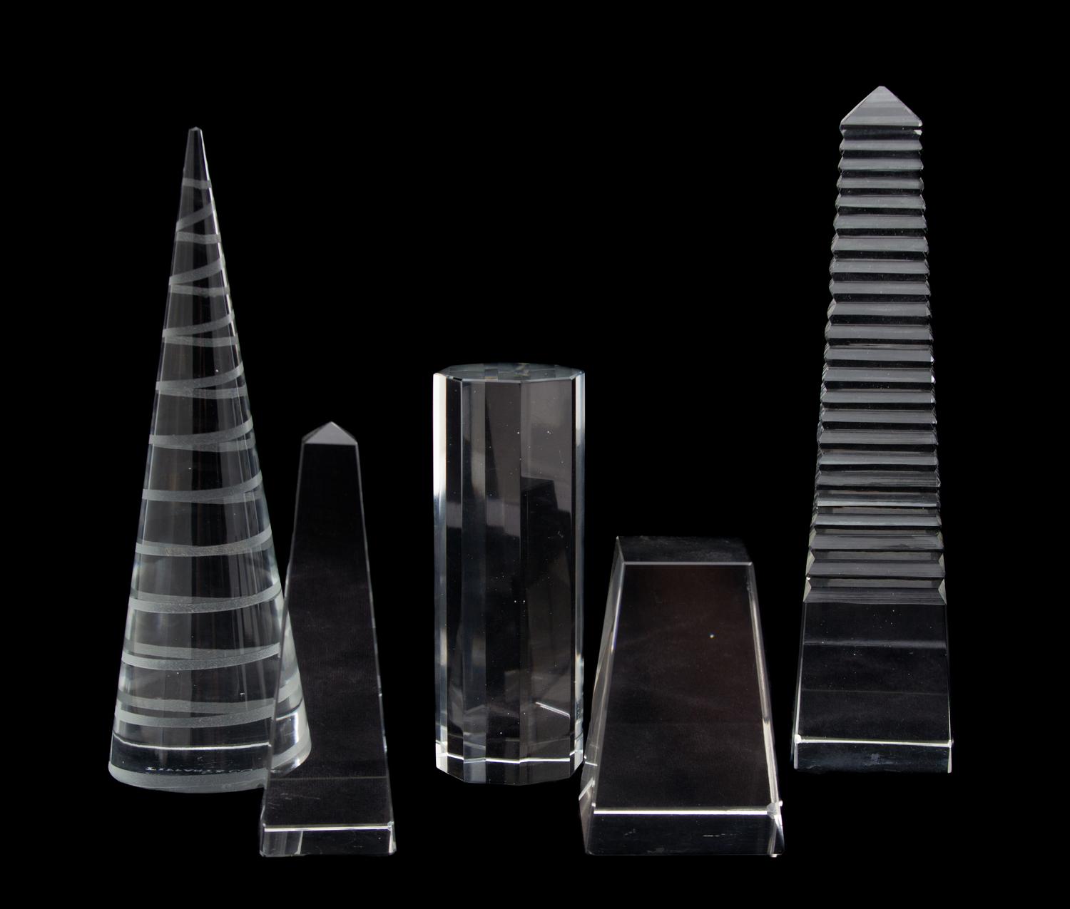 A Collection of Four Crystal Objects Height of tallest 10 inches. — 20TH CENTURY