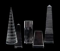 A Collection of Four Crystal Objects Height of tallest 10 inches. — 20TH CENTURY