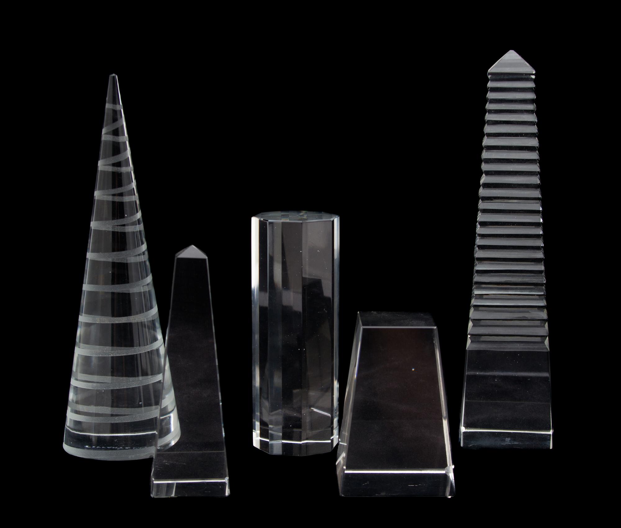A Collection of Four Crystal Objects Height of tallest 10 inches. — 20TH CENTURY