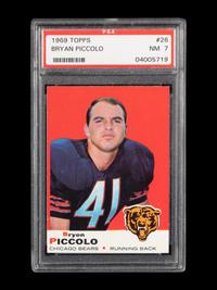 A 1969 Topps Brian Piccolo Rookie Football Card No. 26 (PSA 7 NM)