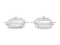 A Pair of Continental Silver Covered Dishes Retailed by Cartier