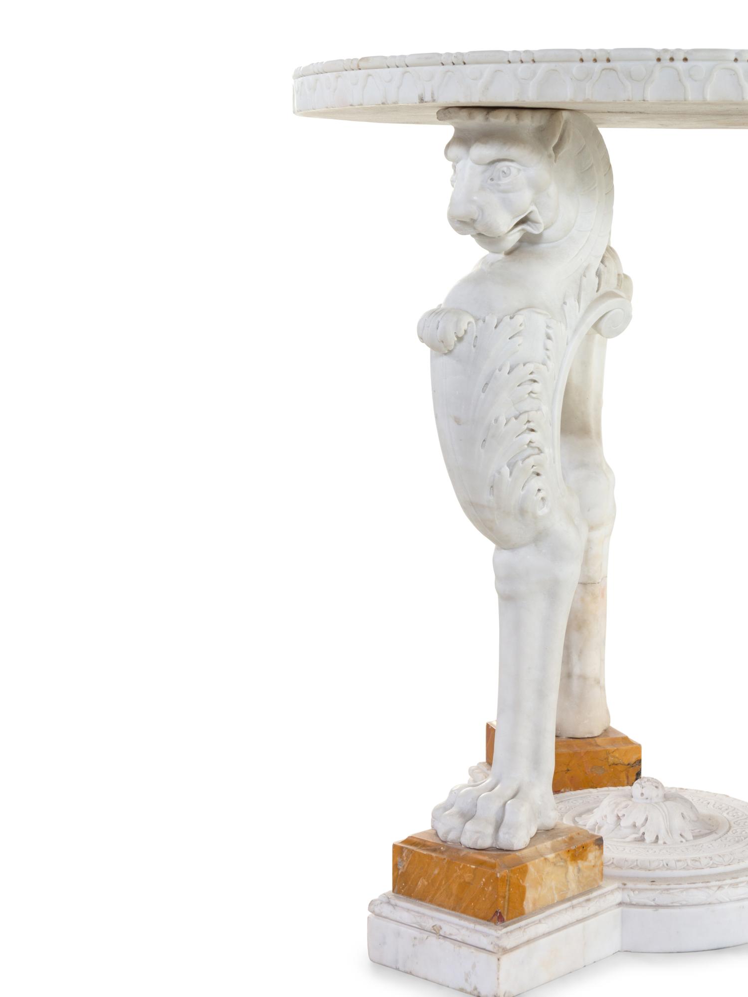 A Neoclassical Carved Marble Center Table