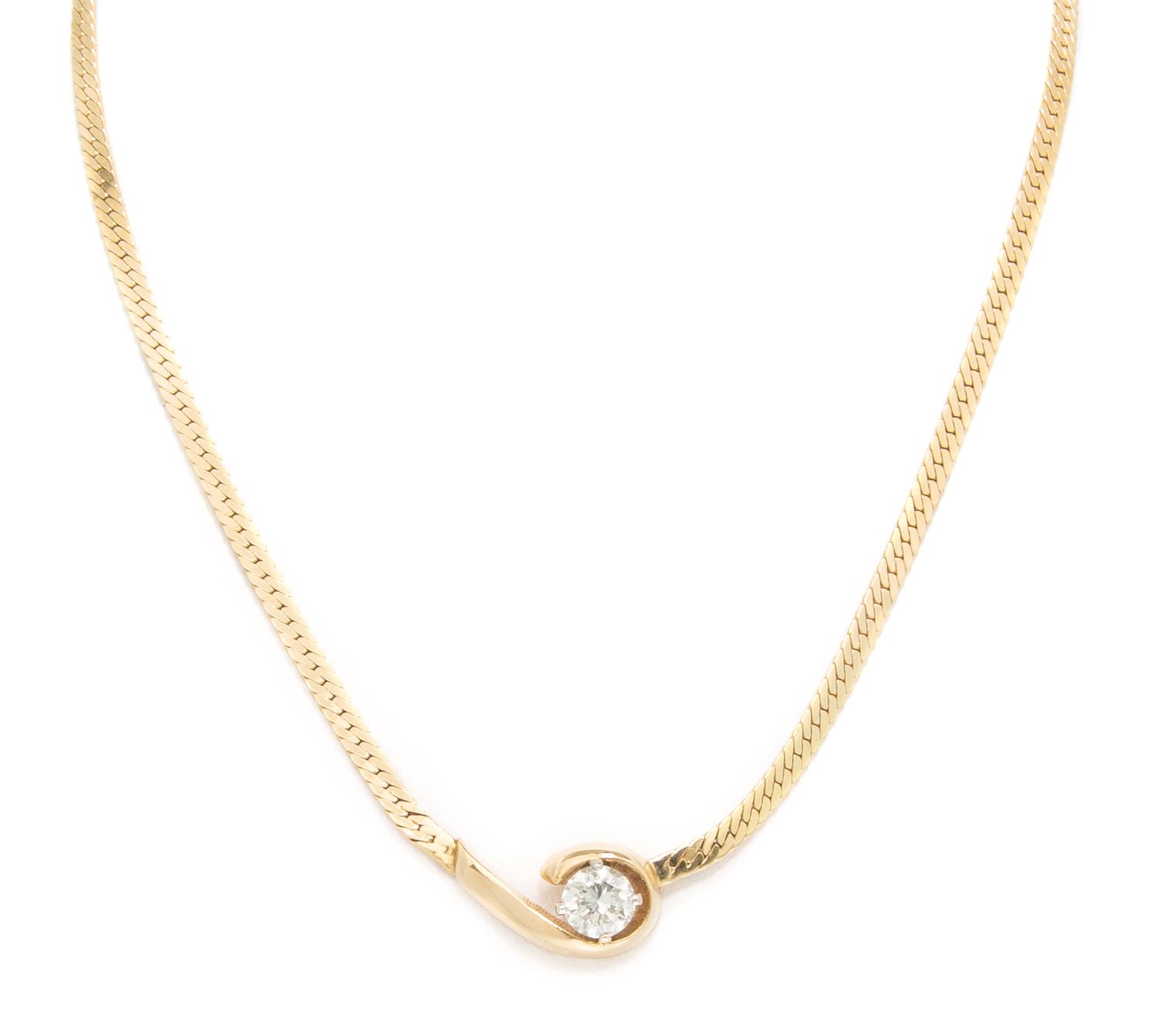 A 14 Karat Yellow Gold and Diamond Necklace, 7.30 dwts.